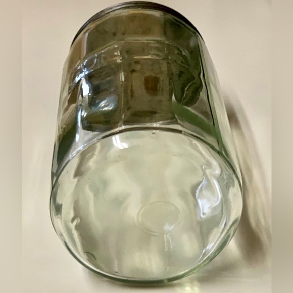 Vintage 1920s Ribbed Metal Lidded 7” Hoosier Glass Antique Coffee Jar - Picture 5 of 10